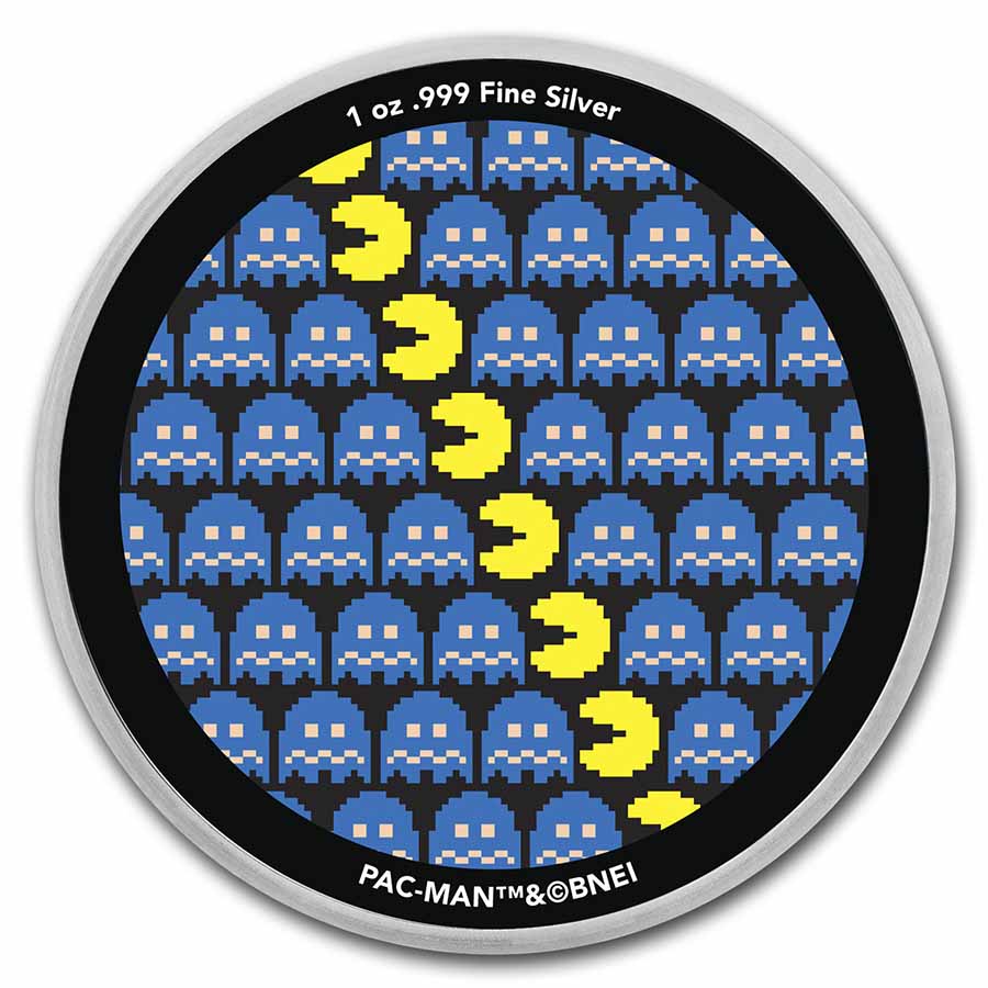 PAC-MAN™ Pixel Pattern 1 oz Colorized Silver Round | eBay